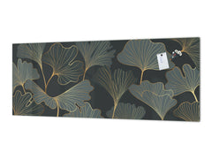 Printed glass horizontal splashback - Tempered Glass Wall Panel Cities Series BBS22: Vintage leaves and patterns Series: Floral art deco