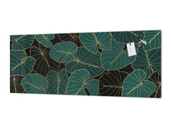 Stunning glass wall art - Wide format kitchen backsplash with and without metal back-coating - Tropical Leaves Series: Art deco wallpaper 1