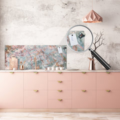 Panel de cocina de vidrio contemporáneo - Salpicadero de pared de gran formato Serie Mármoles 2: Vetas rosa ónix
