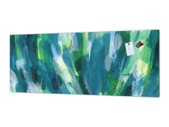 Printed glass horizontal splashback - Tempered Glass Wall Panel Cities Series BBS22: Vintage leaves and patterns Series: Colourful paint brushes