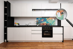 Panel de cocina de vidrio contemporáneo - Salpicadero de pared de gran formato Serie Abstracciones coloridas: Arte fluido moderno