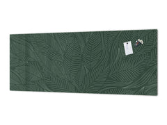 Printed glass horizontal splashback - Tempered Glass Wall Panel Cities Series BBS22: Vintage leaves and patterns Series: Abstract banana leaves