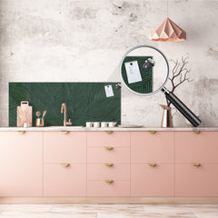 Printed glass horizontal splashback - Tempered Glass Wall Panel Cities Series BBS22: Vintage leaves and patterns Series: Abstract banana leaves