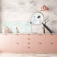 Printed glass horizontal splashback - Tempered Glass Wall Panel Cities Series BBS22: Vintage leaves and patterns Series: Abstract leave background