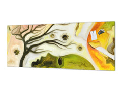 Toughened printed glass backsplash - Kitchen wall splashback will or without magnetic properties - Paintings Series: Silhouette of an abstract bird