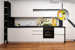 Toughened printed glass backsplash - Kitchen wall splashback will or without magnetic properties - Paintings Series: Silhouette of an abstract bird