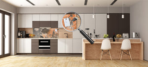 Contemporary glass kitchen panel - Wide format wall backsplash Marbles 2 Series: 3D marble wall