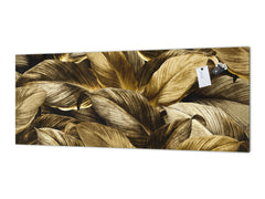 Stunning glass wall art - Wide format kitchen backsplash with and without metal back-coating - Tropical Leaves Series: Precious leaves