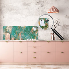 Design glass backsplash - Tempered Glass with or without magnetic properties Marbles 1 Series Green onyx