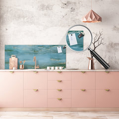 Contemporary glass kitchen panel - Wide format wall backsplash Marbles 2 Series: Water-like marble