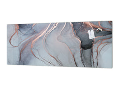 Panel de cocina de vidrio contemporáneo - Salpicadero de pared de gran formato Abstracciones coloridas Serie: Vetas doradas abstractas