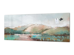 Toughened printed glass backsplash - Kitchen wall splashback will or without magnetic properties - Paintings Series: Delicate landscape