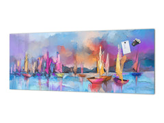 Toughened printed glass backsplash - Kitchen wall splashback will or without magnetic properties - Paintings Series: Impressionist seascape