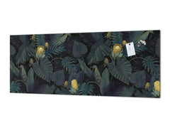 Stunning glass wall art - Wide format kitchen backsplash with and without metal back-coating - Tropical Leaves Series: Leafy wallpaper