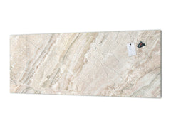 Contemporary glass kitchen panel - Wide format wall backsplash Marbles 2 Series: Beige breccia marble
