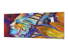 Toughened printed glass backsplash - Kitchen wall splashback will or without magnetic properties - Paintings Series: Abstract human portrait