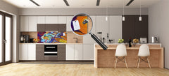 Toughened printed glass backsplash - Kitchen wall splashback will or without magnetic properties - Paintings Series: Abstract human portrait