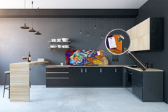 Toughened printed glass backsplash - Kitchen wall splashback will or without magnetic properties - Paintings Series: Abstract human portrait