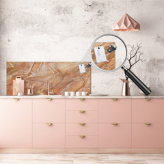 Contemporary glass kitchen panel - Wide format wall backsplash Marbles 2 Series: Brown marble pattern