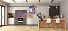 Contemporary glass kitchen panel - Wide format wall backsplash Marbles 2 Series: Luxury purple