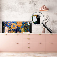 Toughened printed glass backsplash - Kitchen wall splashback will or without magnetic properties - Paintings Series: Abstract painting composition