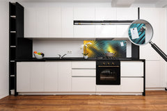 Contemporary glass kitchen panel - Wide format wall backsplash with or without magnetic properties - Colourful Variety Series: Colorful wavy design 2