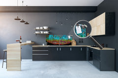 Stunning glass wall art - Wide format wall backsplash Rusted textures Series: Oxidized copper abstraction