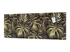 Atemberaubende Glaswandkunst - Breitformatige Küchenrückwand mit und ohne Metallrückbeschichtung - Serie Tropical Leaves: Exotischer Vintage