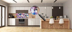Contemporary glass kitchen panel - Wide format wall backsplash with or without magnetic properties - Colourful Variety Series: Shiny pearls 1