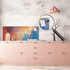 Toughened printed glass backsplash - Kitchen wall splashback will or without magnetic properties - Paintings Series: Impressionist sky 2