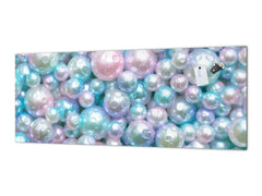 Contemporary glass kitchen panel - Wide format wall backsplash with or without magnetic properties - Colourful Variety Series: Shiny pearls 2