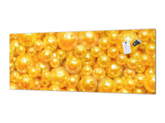 Contemporary glass kitchen panel - Wide format wall backsplash with or without magnetic properties - Colourful Variety Series: Shiny yellow surface