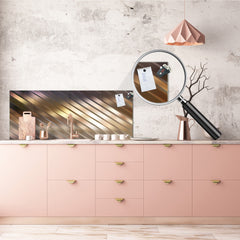 Design glass backsplash - Tempered Glass splashback - Golden Waves Series: Elegant golden background