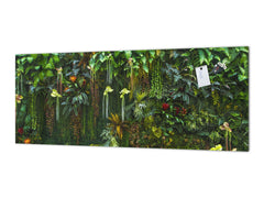 Panel de pared de vidrio templado con revestimiento horizontal de vidrio impreso Serie Ciudades BBS22: Hojas y patrones vintage Serie: Helecho verde intenso