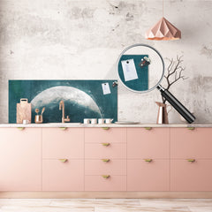 Toughened printed glass backsplash - Kitchen wall splashback will or without magnetic properties - Paintings Series: Rising moon