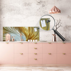 Design glass backsplash - Tempered Glass splashback - Golden Waves Series: Gold satin background