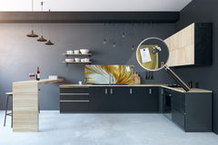 Design glass backsplash - Tempered Glass splashback - Golden Waves Series: Gold satin background