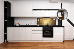 Design glass backsplash - Tempered Glass splashback - Golden Waves Series: Sparkling pattern