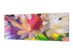 Toughened printed glass backsplash - Kitchen wall splashback will or without magnetic properties - Paintings Series: Digital flower painting