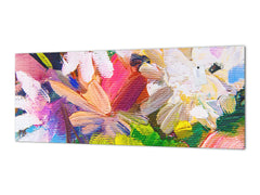 Toughened printed glass backsplash - Kitchen wall splashback will or without magnetic properties - Paintings Series: Impressionist flowers