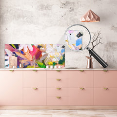 Toughened printed glass backsplash - Kitchen wall splashback will or without magnetic properties - Paintings Series: Impressionist flowers