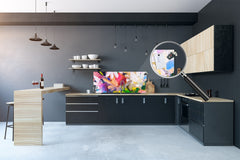 Toughened printed glass backsplash - Kitchen wall splashback will or without magnetic properties - Paintings Series: Impressionist flowers