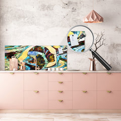 Toughened printed glass backsplash - Kitchen wall splashback will or without magnetic properties - Paintings Series: Stained glass