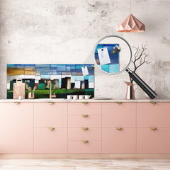 Toughened printed glass backsplash - Kitchen wall splashback will or without magnetic properties - Paintings Series: Cubist Stonehenge