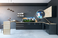 Toughened printed glass backsplash - Kitchen wall splashback will or without magnetic properties - Paintings Series: Cubist Stonehenge