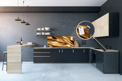 Design glass backsplash - Tempered Glass splashback - Golden Waves Series: Golden fabric texture