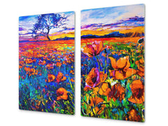 Tagliere da cucina in vetro e Copri-piano cottura a induzione; D13 Serie D'arte: Disegno 85