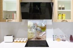 Printed tempered glass backsplash – BS23 European tradicional food Series: Lard In A Jar