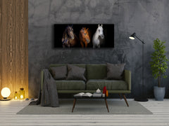 Cuadro de cristal moderno 125x50 cm (49,21 "x 19,69") - Caballos 1