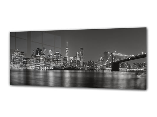 Modern Glass Picture 125x50 cm (49.21” x 19.69”) – City by night 2
